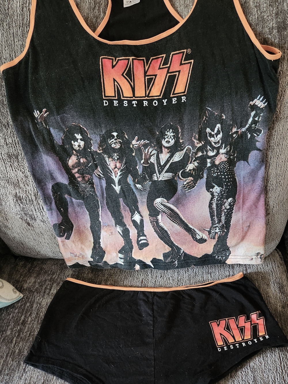KISS Destroyer Black Graphic Tank & Shorts Set Large